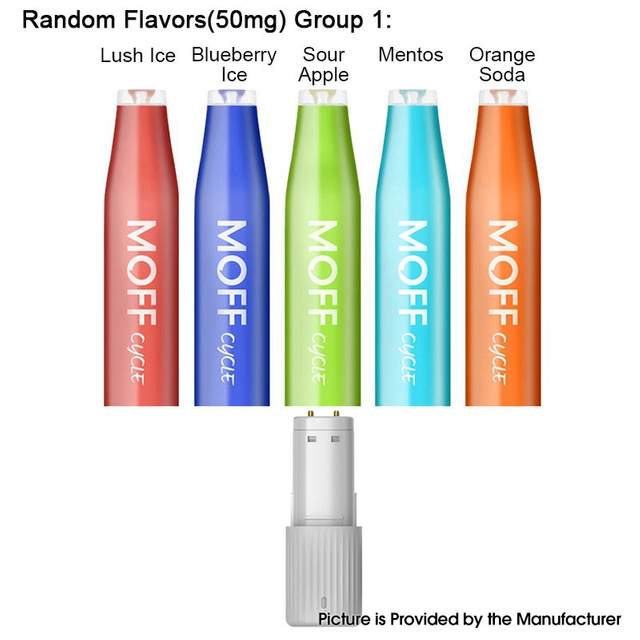 Authentic Moff Cycle Bar 600 Puffs Rechargeable Disposable Kit With 400mAh Battery (One Pack with Five Flavors) 20mg/50mg