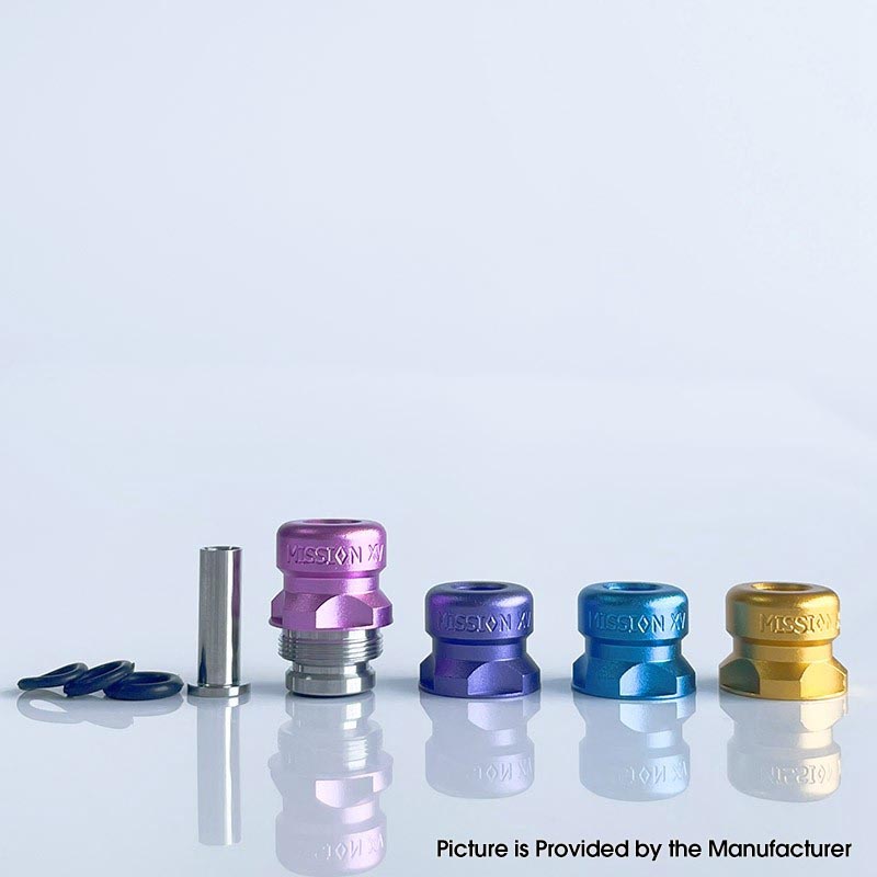 Mission Tips V2 Mini Nuke Style Drip Tip Set for dotMod dotAIO V1 / V2 Pod - Purple + Pink + Gold + Blue, SS + Aluminum