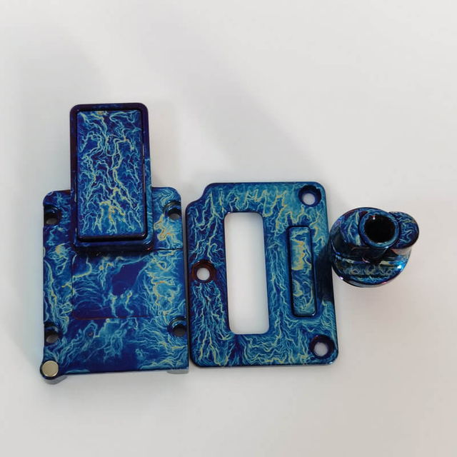 Authentique MK MODS Ensemble intérieur en titane toxique pour BB/Billet – Bleu foncé, bouton rond/bouton carré