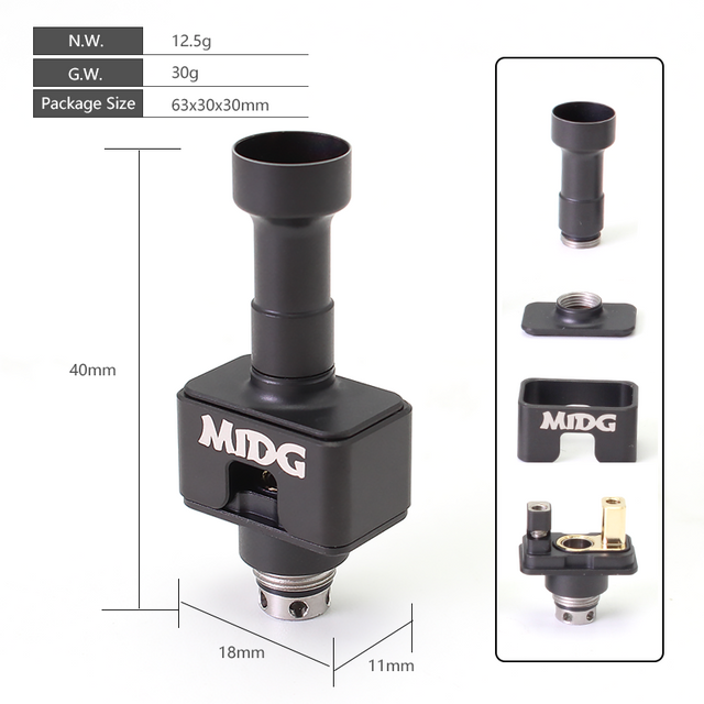 SXK Unkwn Midg RBA мост для заготовки / BB / Boro Tank 316SS, воздушные контакты 1.2 + 1,5 + 2,5 + 3 + 3,5 + 4,0 мм