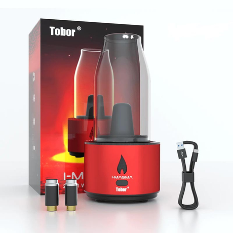Tobor I-MAGMA Electric Dab Rig & 2-in-1 Vaporizer Kit for Wax and Oil – Portable 1600mAh E-Rig with Glass Bubbler and 510 Compatibility