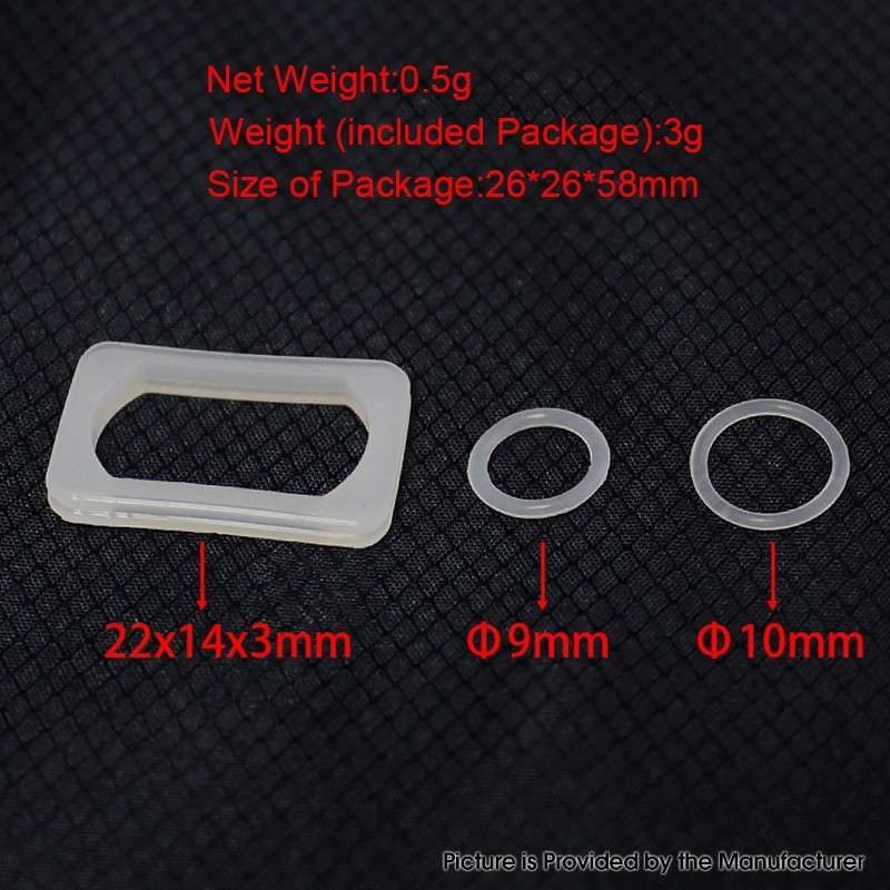 SXK Ersatz Silicon O -Ring -Kit für SXK BB Vapesnail Style Tank RBA - Weiß, 22 x 14 x 3 mm + 9 mm + 10 mm (3 Stcs)