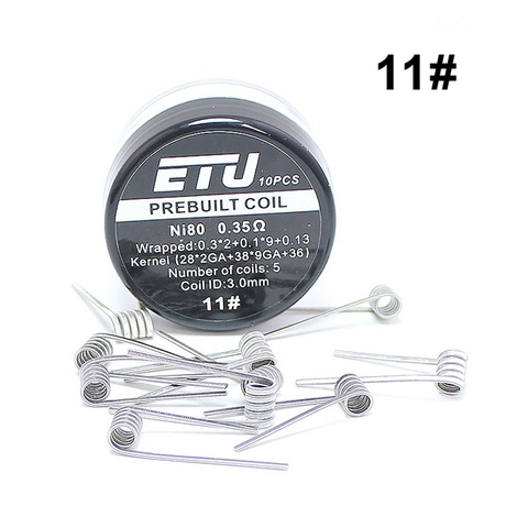 SXK ETU Pre-built Coil Wire - 0.35ohm, Ni80, Kernel 28GA x 2 + 38GA x 9 + 36, Wrapped 0.3 x 2 + 0.1 x 9 + 0.13 (10PCS)