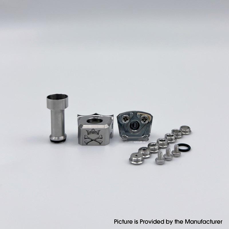YFTK Monarchy Mobb TC Style RBA Bridge – Billet BB Boro Compatible | 7 Air Pins 1.0-4.0mm Silver