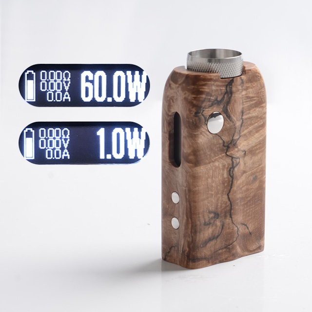 SXK Scud TT Style TC VW Box Mod, Stabilized Wood, 1~60W, 1 x 18650, Evolv DNA 60 Chipset