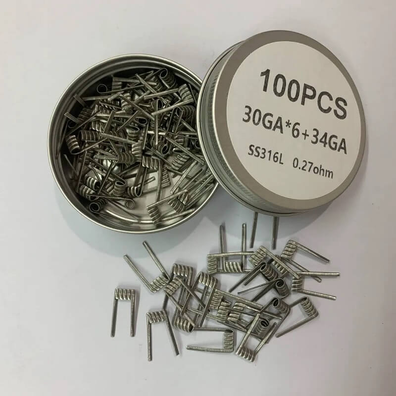 SS316L 6 Core Fused Clapton Pre-Built Coils – 100PCS