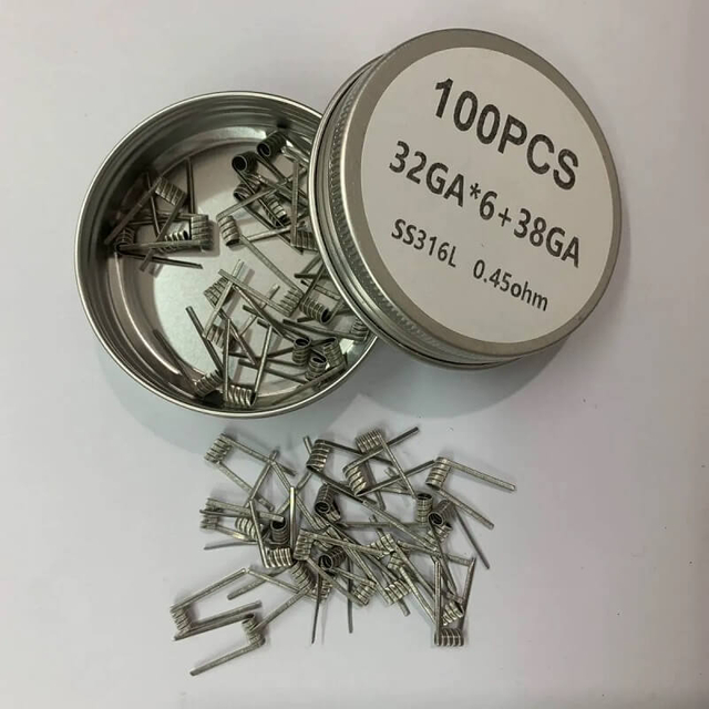 SS316L 6 Core Fused Clapton Pre-Built Coils – 100PCS