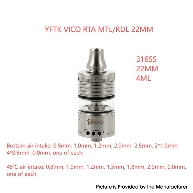 YFTK Vico Style 22mm MTL / RDL RTA 4ml – Single Coil Rebuildable Tank Atomizer 