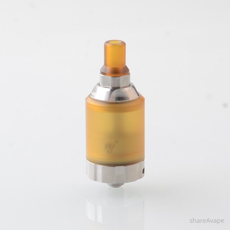 BY-KA V11 Style MTL RTA 23mm 3.1ml – SS Atomizer with 1.2/1.4/1.7mm Air Pins (Translucent / Brown)