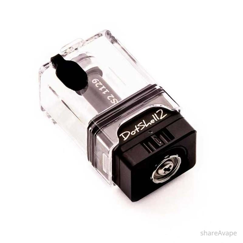 YFTK DotShell 2 Style RBA Tank Kit for dotMod dotAIO V1 V2 – MTL RDL 1.0–2.0mm Airflow, Silver / Black