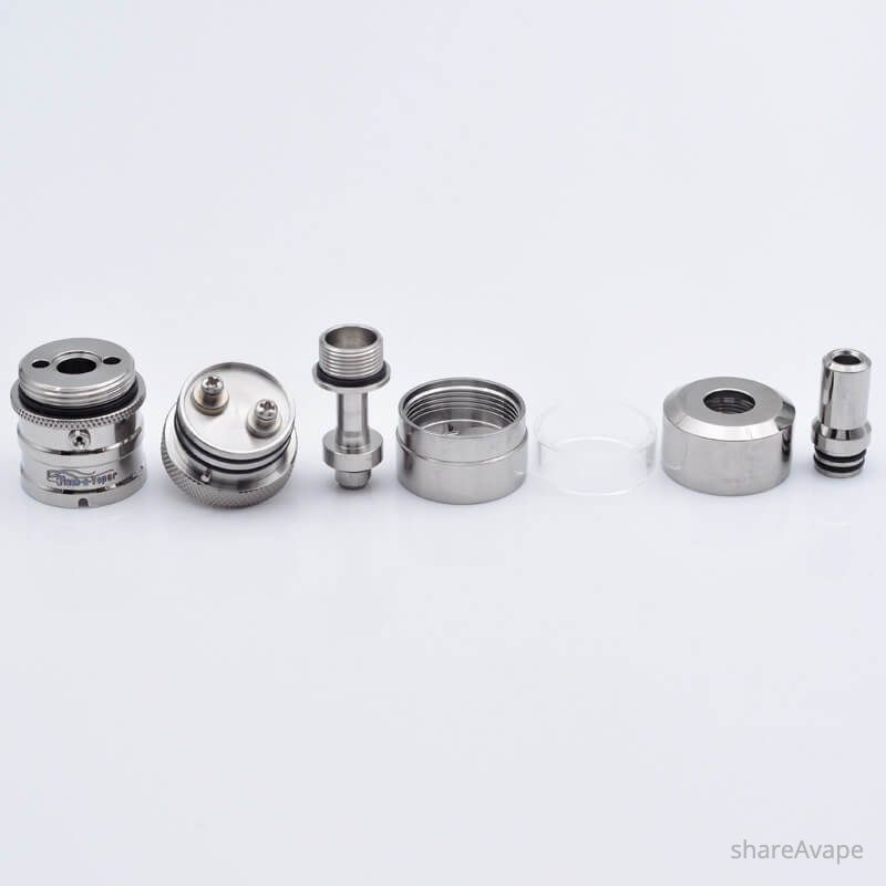 YFTK Ti Flash e-Vapor V4.5S+ Style RTA – Ti + Glass, 4.5 ml, 23 mm , Silver