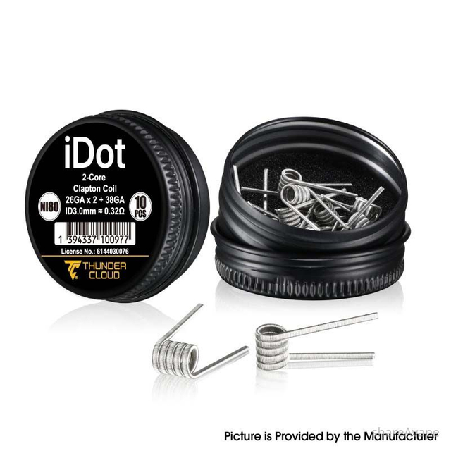 정통 ThunderCloud iDot Ni80 사전 제작 Clapton 코일 – 2코어