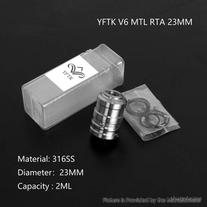 YFTK V6 MTL RTA 23mm – 2ml Rebuildable Tank Atomizer, 316SS