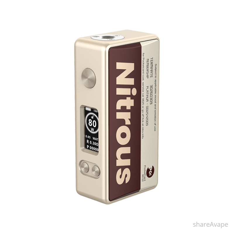 Authentic MECHVAPE x NITROUS Pocket 80W Box Mod – VW 5-80W, 1 x 18650 Battery