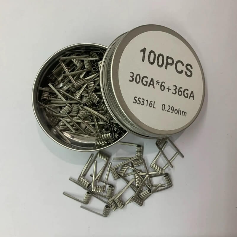 SS316L 6 Core Fused Clapton Pre-Built Coils – 100PCS