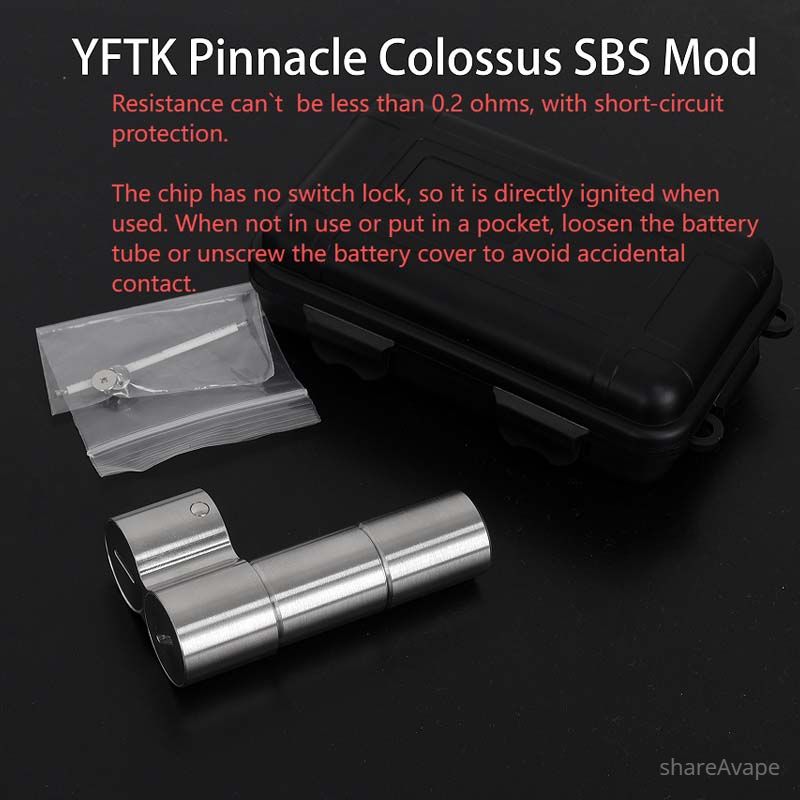 YFTK Pinnacle Colossus SBS Mechanical Mod 18350 18650 Silver