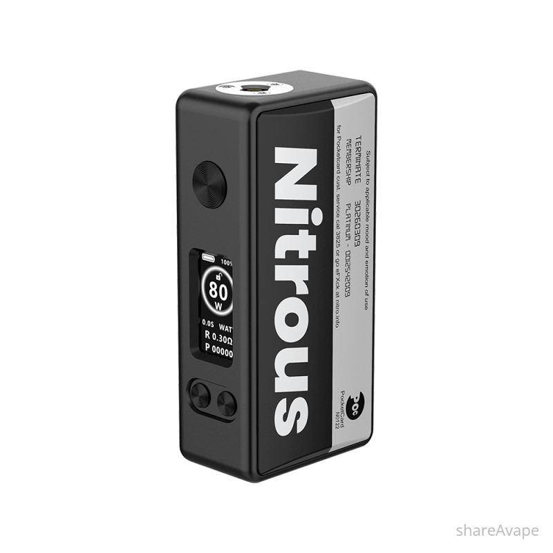 Authentic MECHVAPE x NITROUS Pocket 80W Box Mod – VW 5-80W, 1 x 18650 Battery