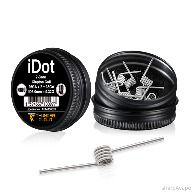 Authentic ThunderCloud iDot Ni80 Pre-Built Clapton Coil – 2-Core
