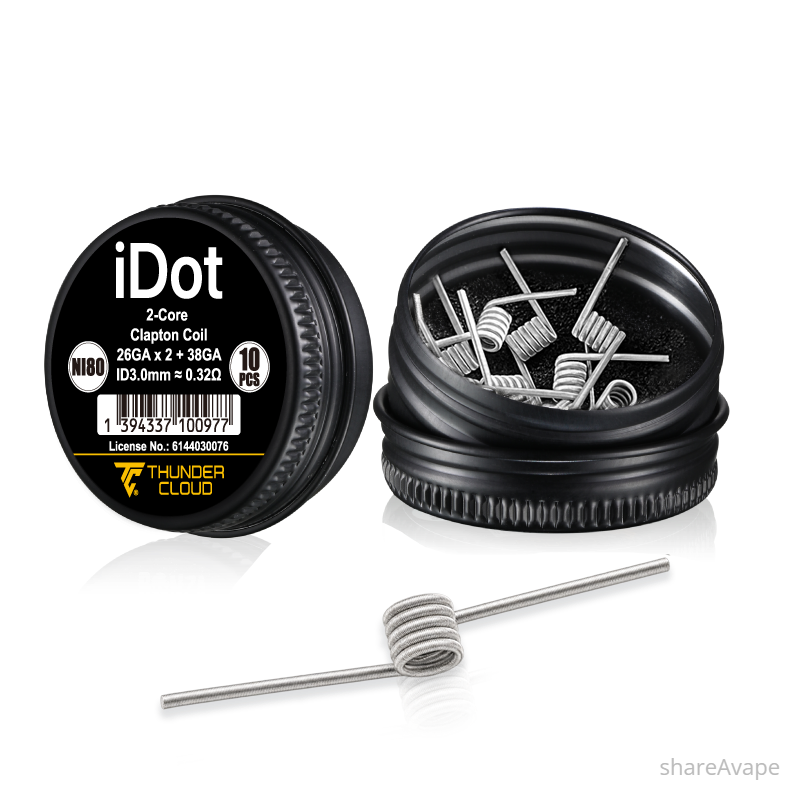 Authentic ThunderCloud iDot Ni80 Pre-Built Clapton Coil – 2-Core